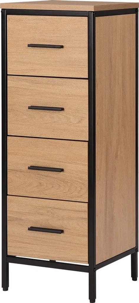 Rangement salle de bain 4 tiroirs marron - Meuble étanche à poser bas