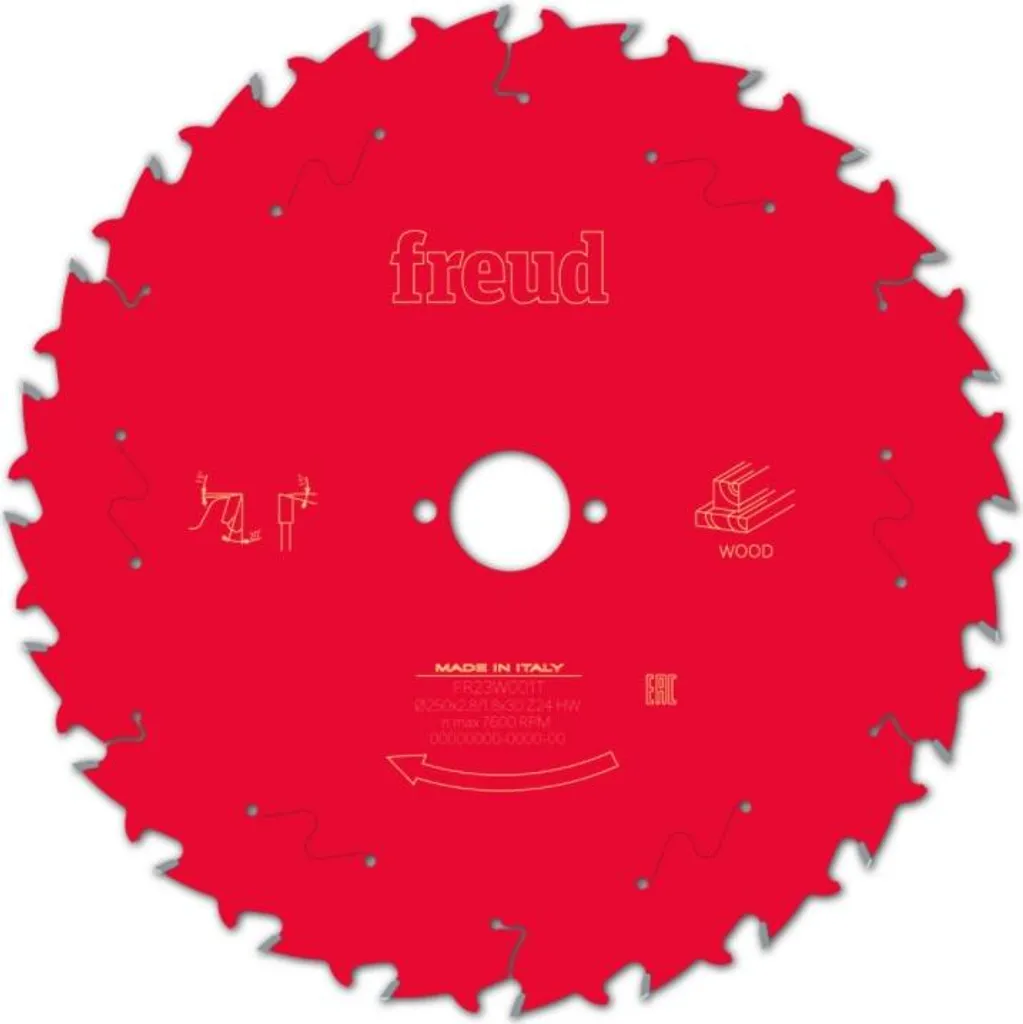 Scie à bois circulaire Freud 250mm - Lame de débit 24 dents longitudinale