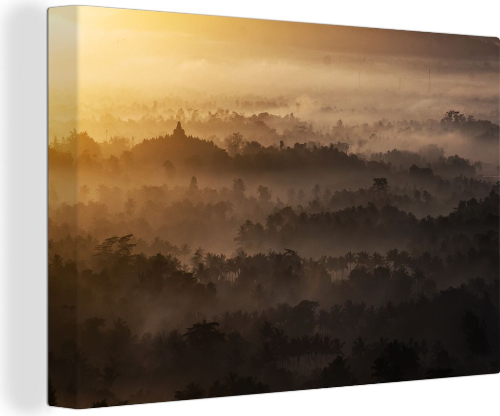 OneMillionCanvasses - Leinwandbilder - 150x100 cm, Nebel über Java, Wandbilder Kunstdruck Wanddekoration