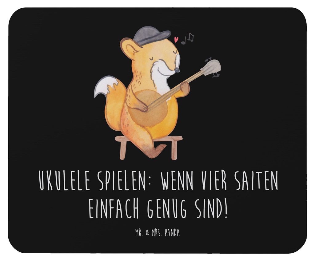Mr. & Mrs. Panda Mauspad Ukulele Freude - Schwarz - Geschenk, laptop, Hawaii, Saiten, Musiker, pc mausunterlage, Handarbeit, Instrument, Lieder, mo...