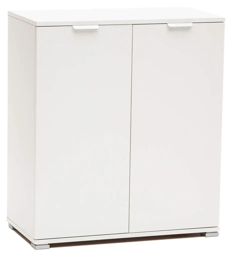 Armoire à deux portes en bois mélaminé blanc avec finition double face