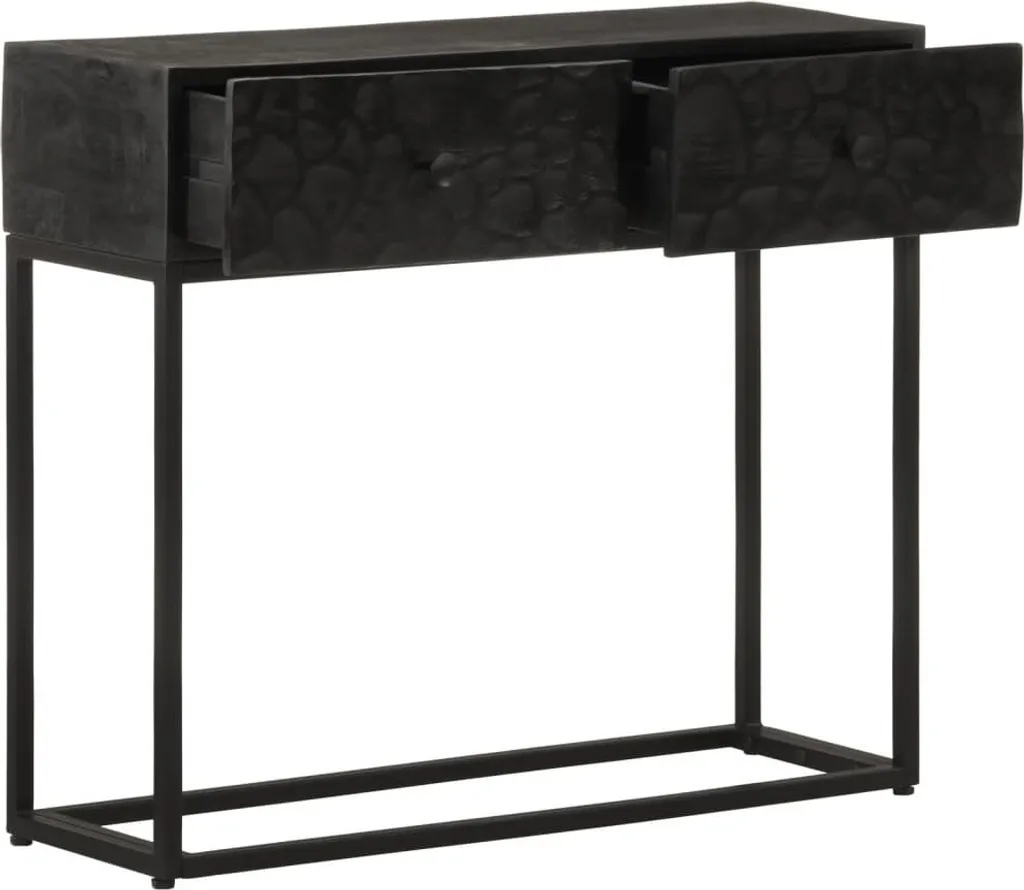 Table console noire 90x30x76 cm en bois de manguier massif et fer vidaXL