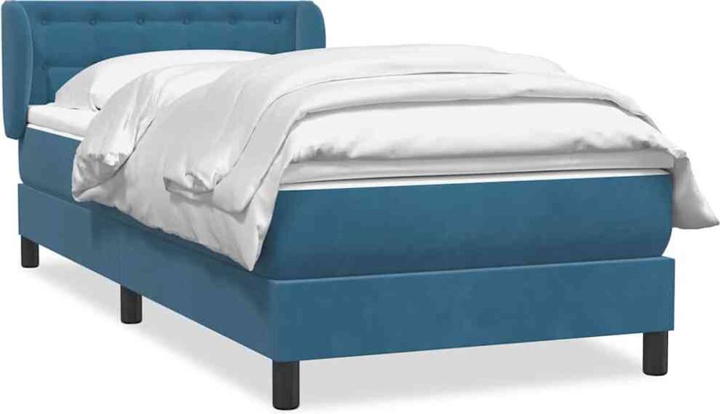 Boxspringbett mit Matratze Dunkelblau 80x220 cm Samt