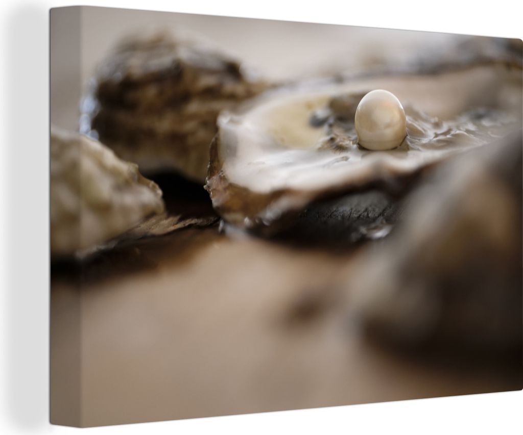 OneMillionCanvasses - Leinwandbilder - 140x90 cm, Perle - Muschel - Auster, Wandbilder Kunstdruck Wanddekoration - Foto auf Leinwand - Gemälde a...