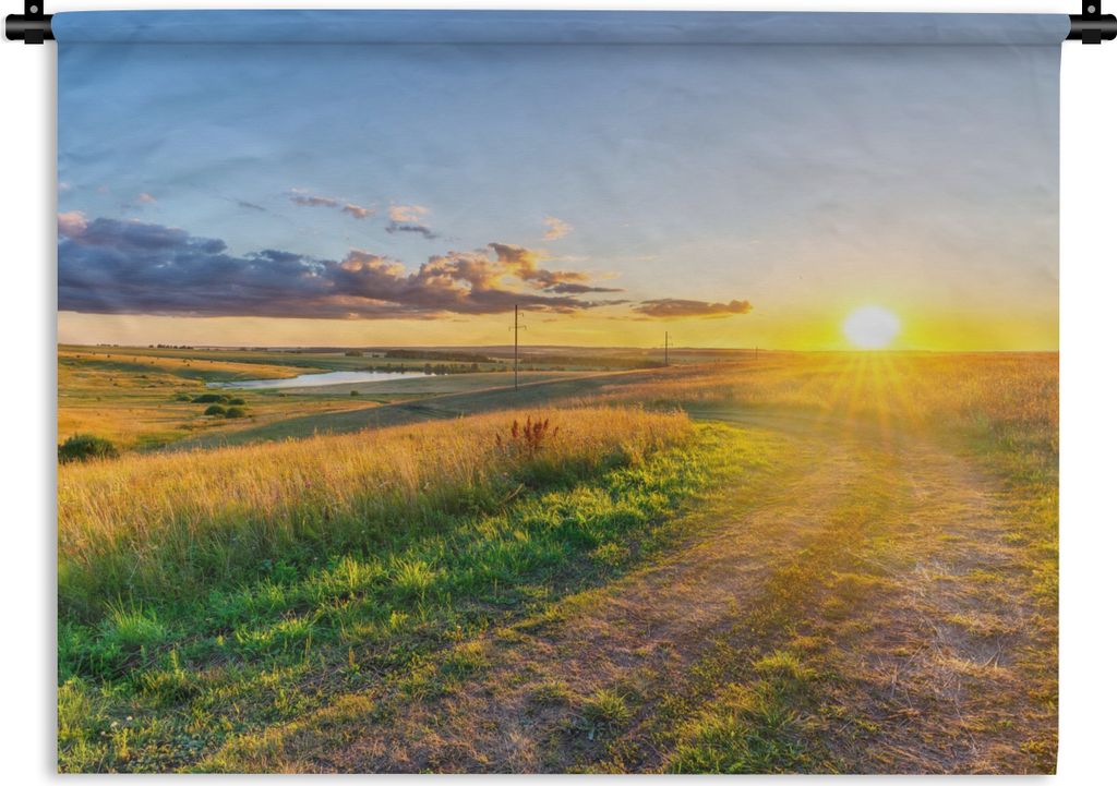 MuchoWow Wandteppich Wandbehang Sonne - Natur - Landschaft 90x67.5 cm Tapisserie Dekoration Wandtuch - Fototeppich - Wand-Skulpturen