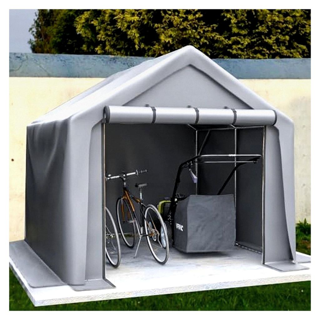 Geräteschuppen 244x241x217 cm, Fahrradgarage, Garagenzelt, Gartenhaus, Lagerzelt, Werkzeugzelt, Lagergarage, dunkelgrau