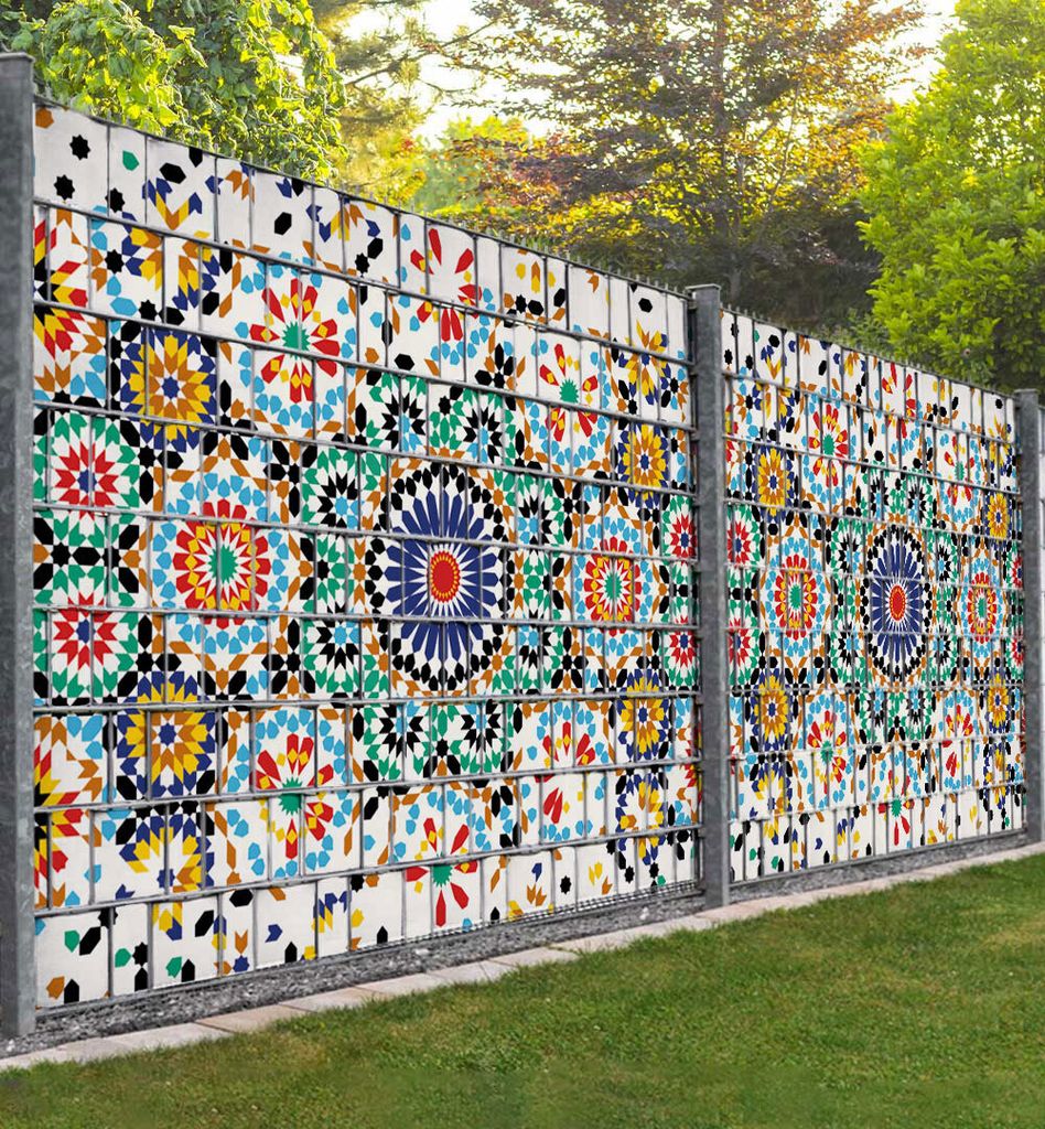 Sichtschutzstreifen Retro Konfetti Muster bunt Sichtschutz Garten Zaun - Teil1 - 250x180cm