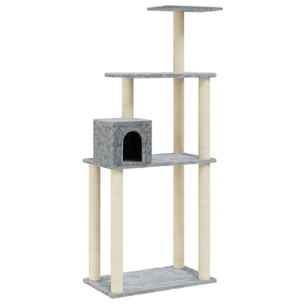 vidaXL Kratzbaum mit Sisal-Kratzsäulen Hellgrau 147 cm Produktbild 