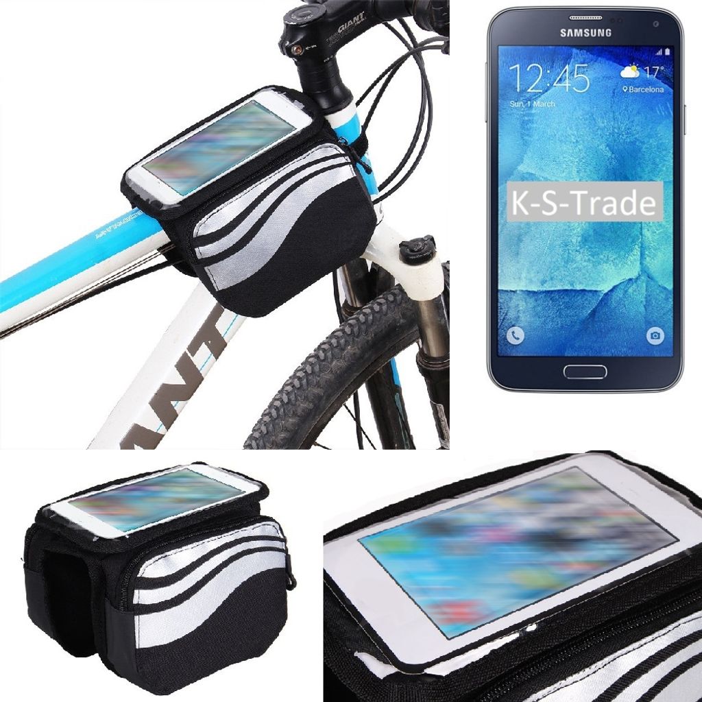 K-S-Trade Rahmentasche Fahrrad-Halterung kompatibel mit Samsung Galaxy S5 Neo Rahmenhalterung Fahrrad Handyhalterung Fahrradtasche Handy Smartphone