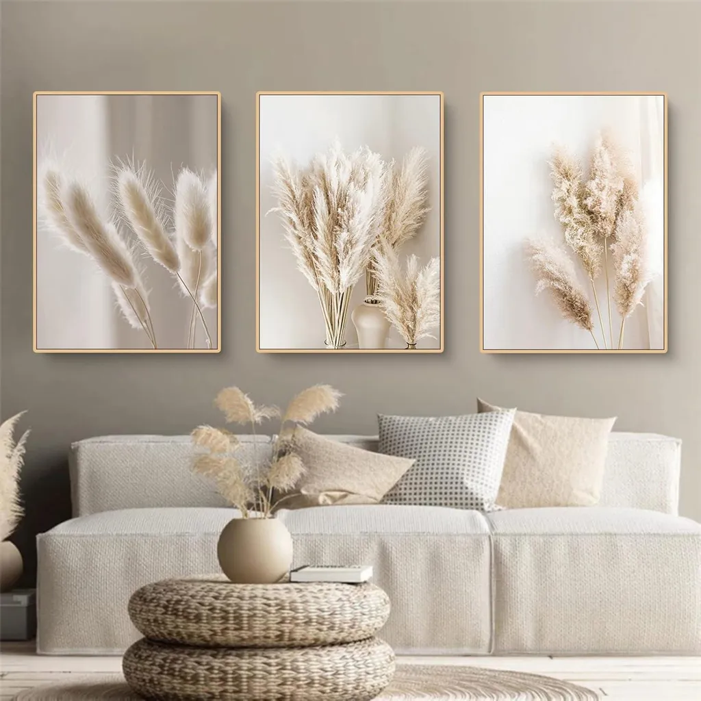 Trayosin Set de Posters Herbe de la Pampa Boho - Tableaux Nature Salon