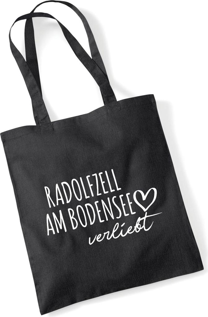Huuraa Jutebeutel Radolfzell am Bodensee verliebt 10 Liter Black Baumwolle Tasche Geschenkidee