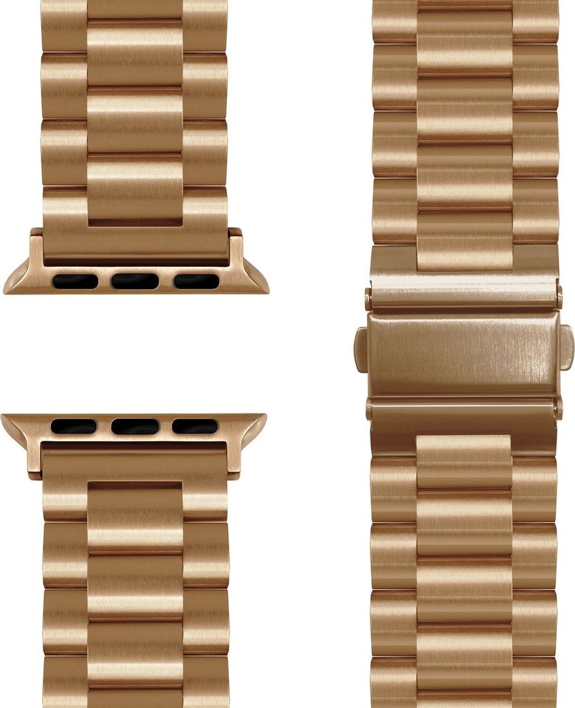 Mova Edelstahl Armband für Apple Watch Ultra/SE/10/9/8/7/6/5/4/3/2/1, Metall Ersatzarmband mit Doppelfaltschließe, 42/44/45/46/49mm - Königs Gold
