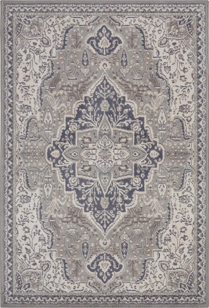 Tapis Anti-Taches Orken Gris Crème : Déco Durable et Poils Courts