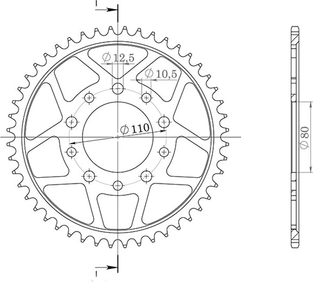 Ricambio Corona Acciaio 42 Denti Passo 530 Disegno 10605 Moto Classiche