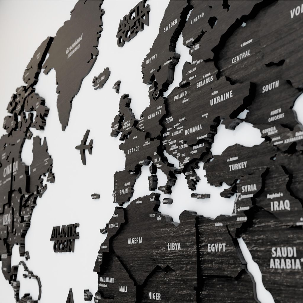 Carte du monde en bois art mural - 3D carte d'affichage en Image du produit 