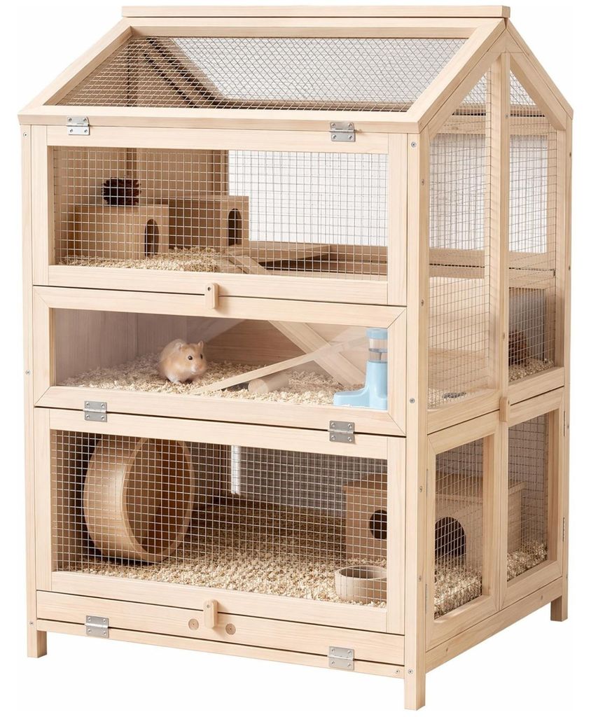 PawHut Hamsterkäfig 3 Etagen 68 x 61,5 x 90 cm Holz Produktbild 