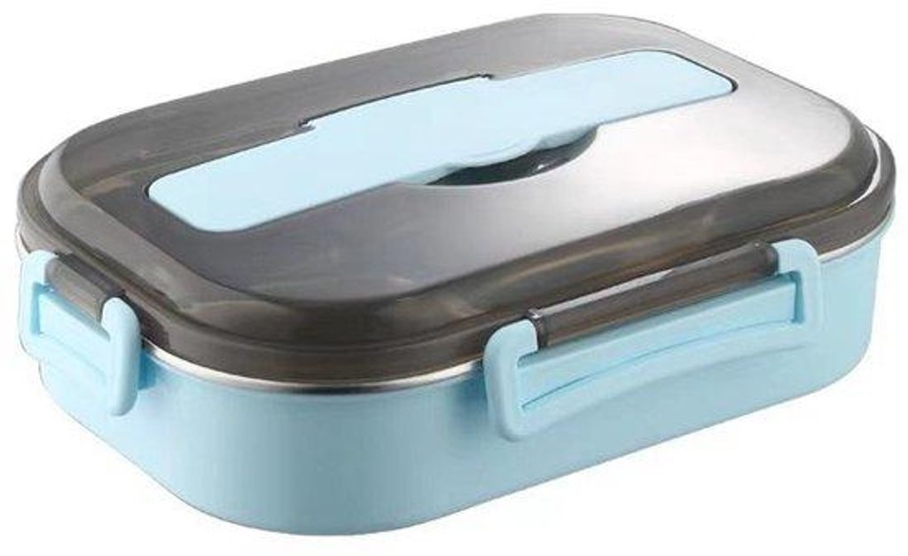Isolierende Reisebox aus Edelstahl mit verstärkten Behältern, geeignet für Reisende (blau).