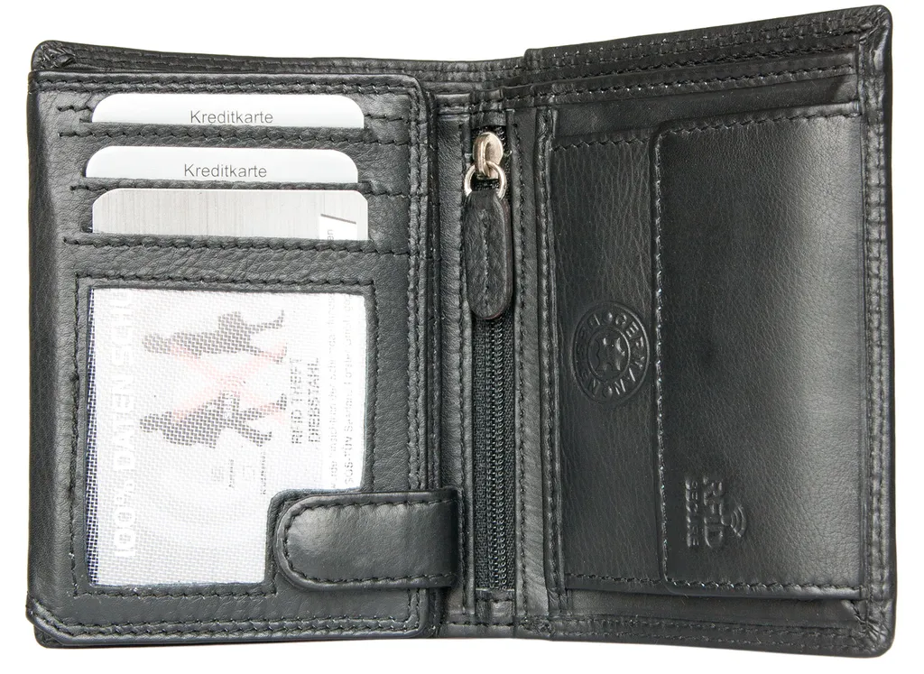 Portefeuille cuir noir anti-piratage RFID sans logo pour protéger vos données - 2