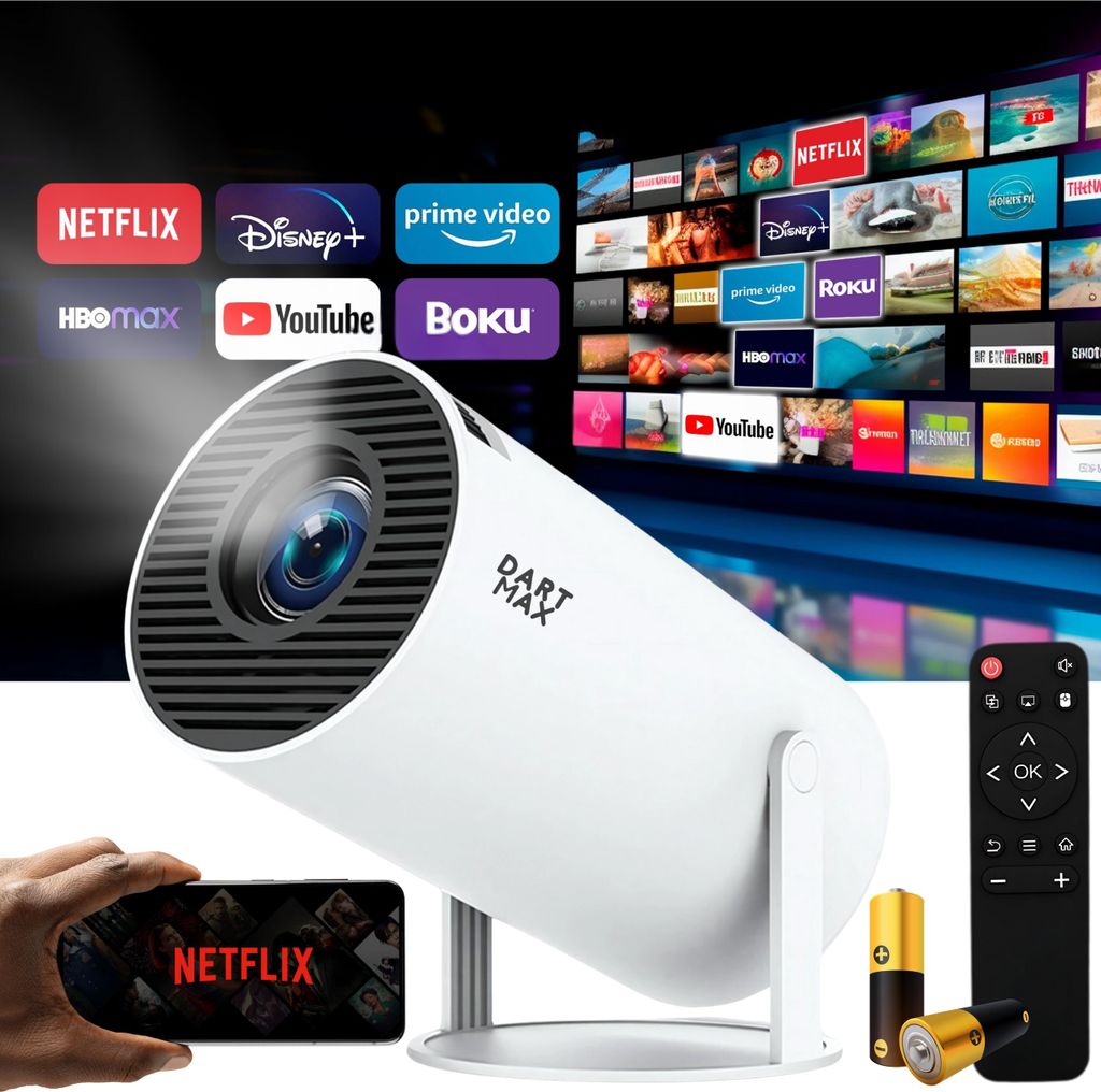 Led Projektor 4K Android 11 Wifi Hdmi Usb Quad-Core Mit Lautsprechern