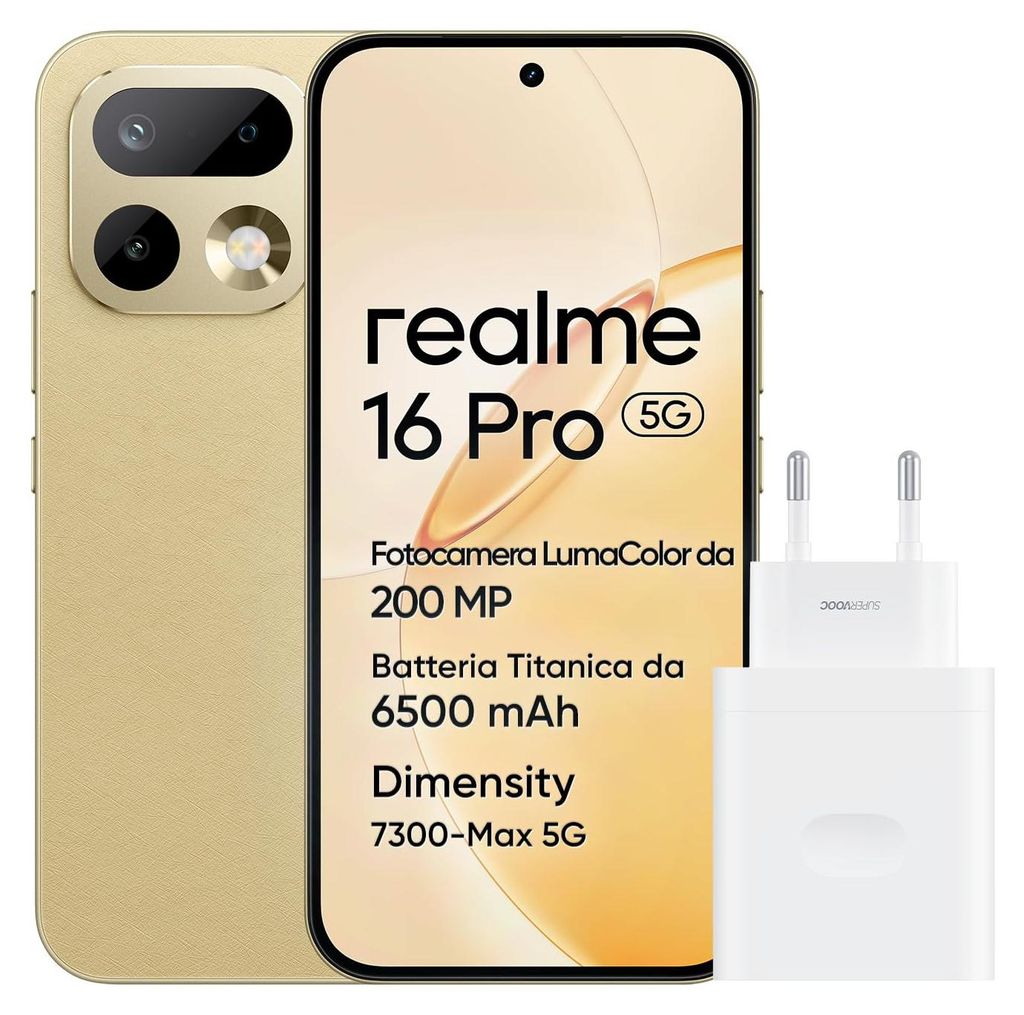 Realme 16 Pro Gold battery display - Mobiltelefon - 256 GB Obrázek produktu 