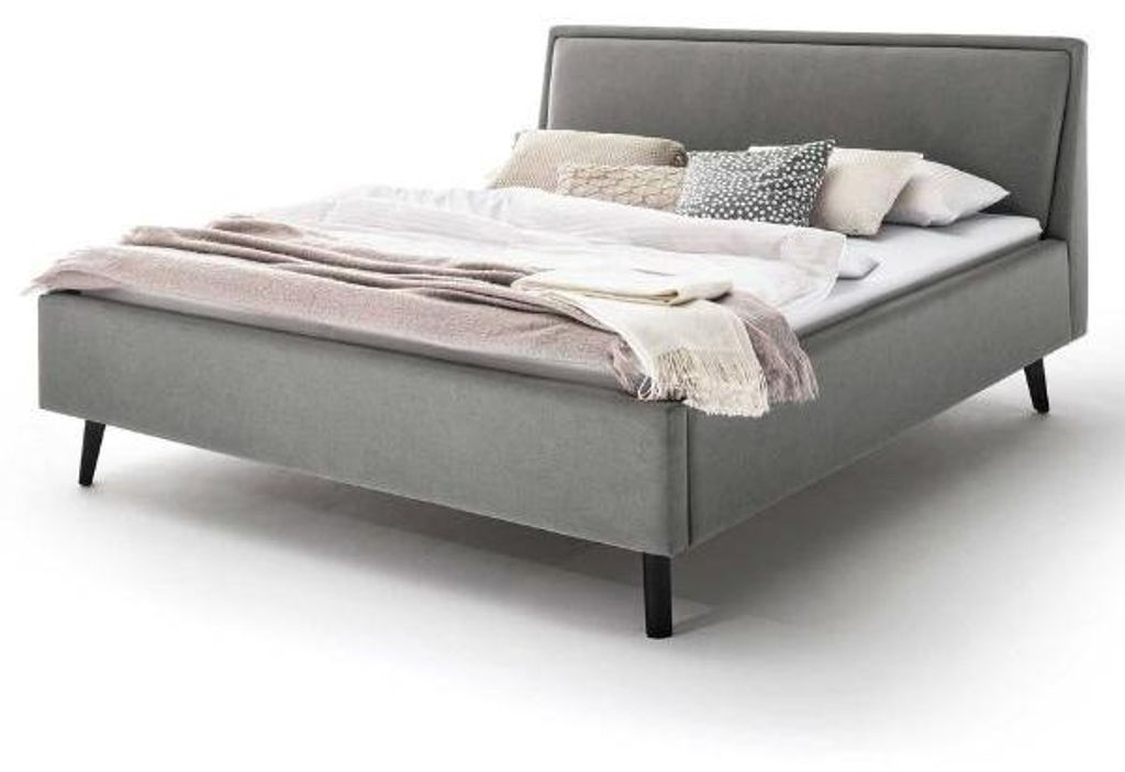 Doppelbett Estee 160x200cm - hellgrau/schwarz Produktbild 