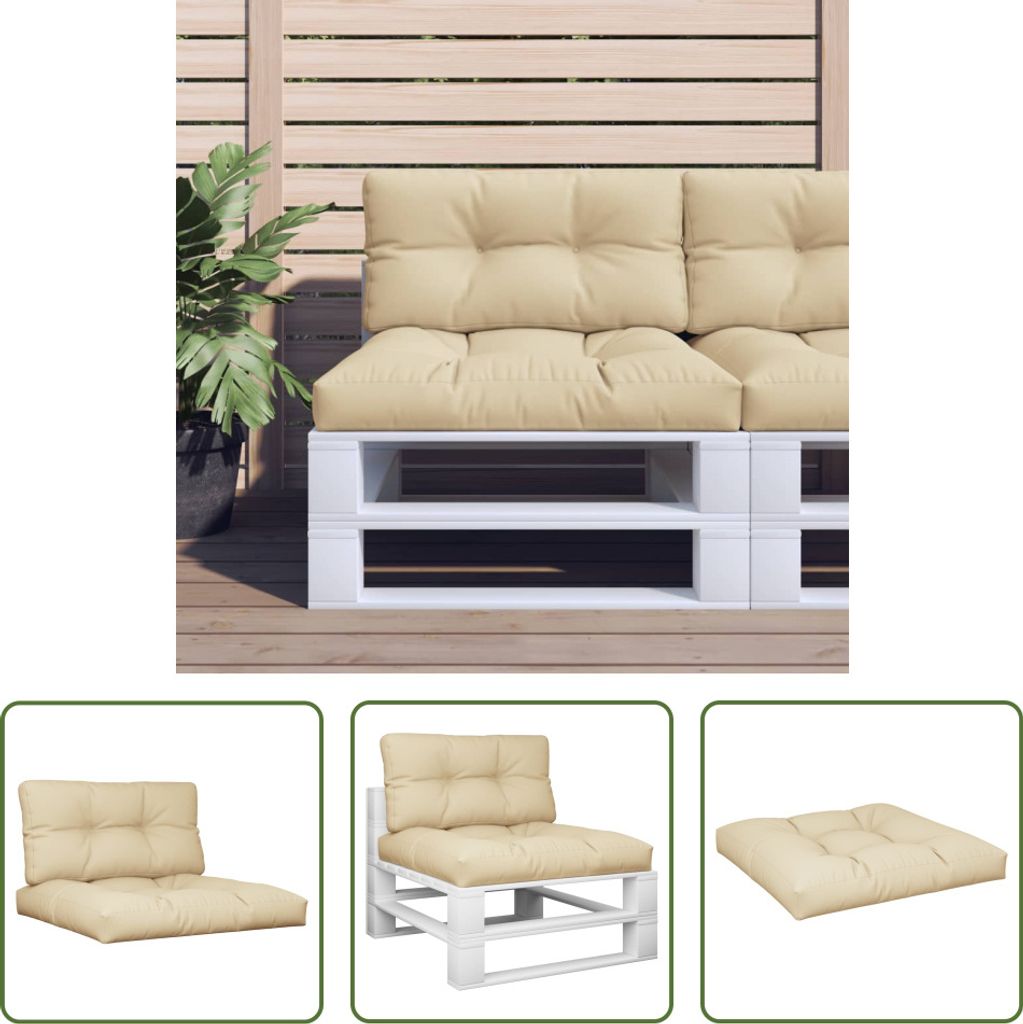 The Living Store Palettenkissen 2-tlg. Beige Stoff Produktbild 