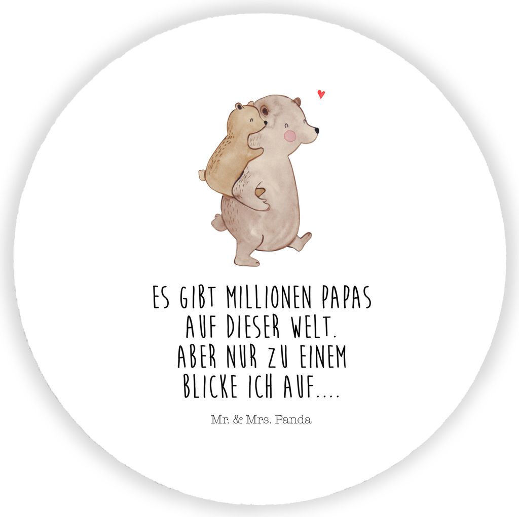Mr. & Mrs. Panda magnet Papa Bär - Weiß - Geschenk, Runder, pinnwand, für kühlschrank, Kühlschrankmagnet, Vatertag, Schwester, pinwand, Papi, ...