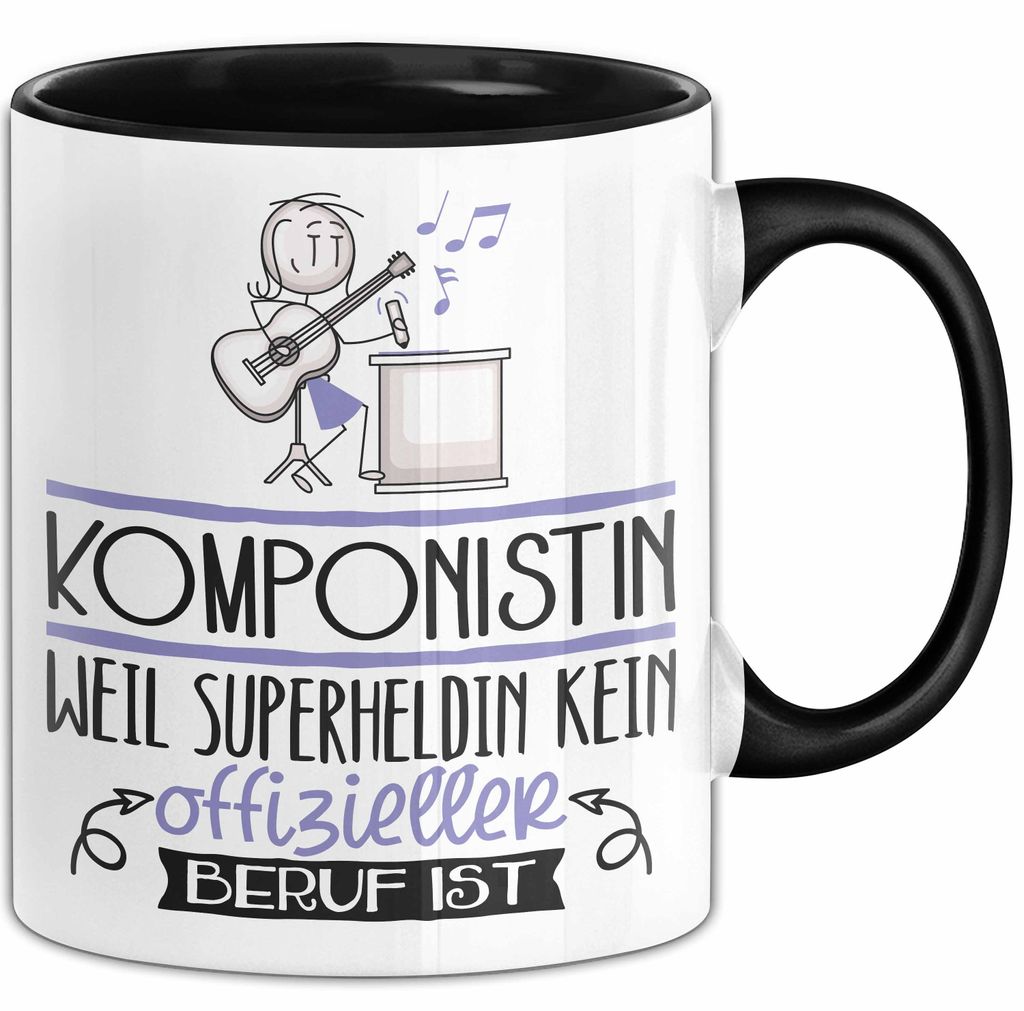 Komponistin Geschenk Tasse Lustiger Spruch Komponistin Weil Superheldin Kein Offizieller Beruf Ist Geschenkidee (Schwarz)