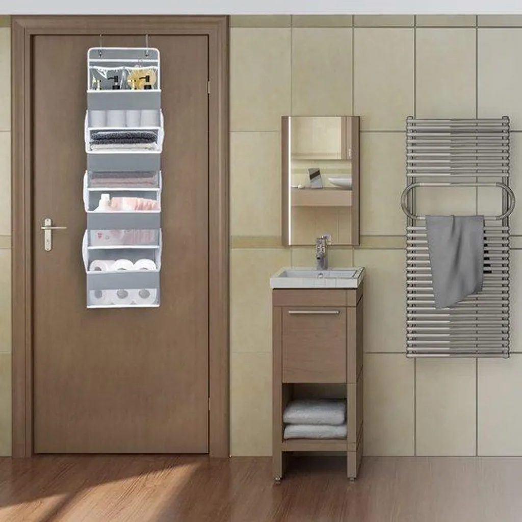 Organiseur de porte à 4 grands compartiments gris en PVC résistant