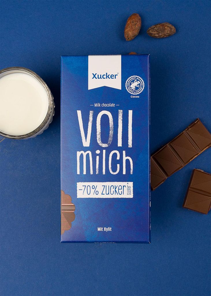 Xucker Vollmilchschokolade, zuckerreduzierte Schokolade mit Produktbild 