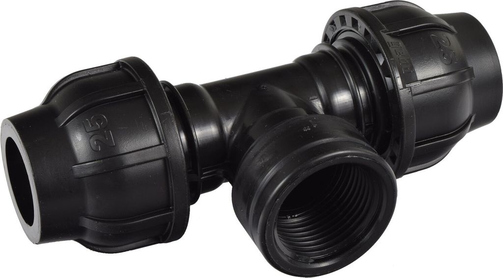 Agora-Tec®  PE Fitting T-Stück 25 mm x 1 Zoll IG (30,3 mm) Produktbild 