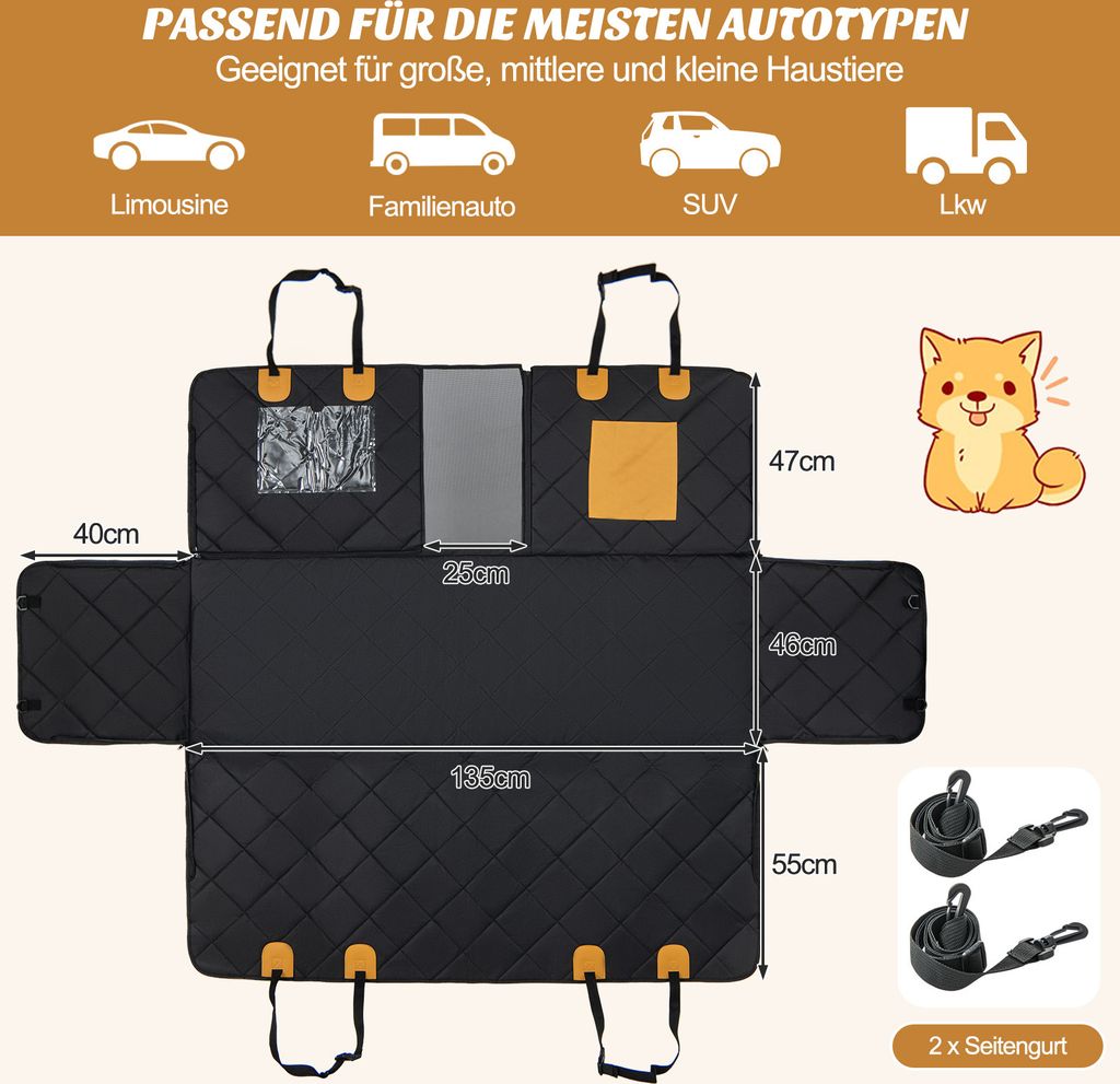 COSTWAY deka pre psov do auta na zadné sedadlo, Obrázok produktu 7