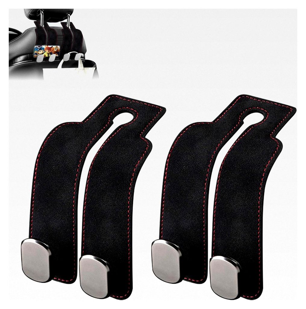 2 Stück Doppelhaken für die Rückseite des Autositzes, Leder Kopfstützen Aufbewahrungshaken, Taschenhaken, Rücksitzhaken, Universal Auto Lageru...