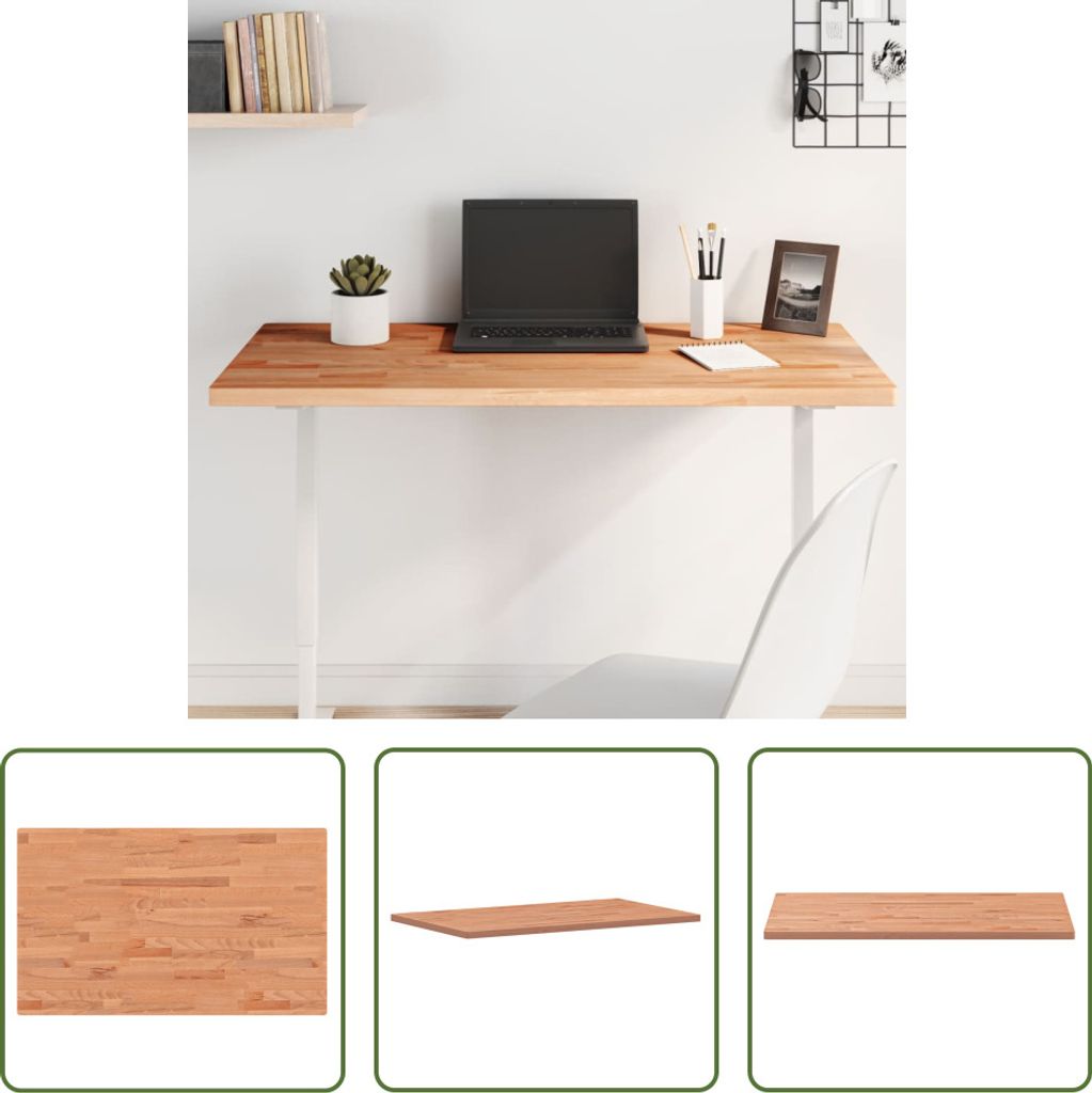 The Living Store Tischplatte 100x60x2,5 cm Rechteckig Massivholz Buche