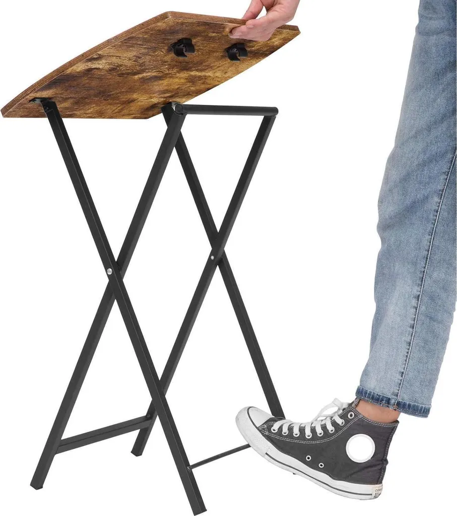 Table de chevet pliante industrielle brun foncé pour chambre - 8