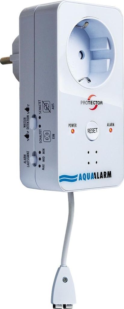 PROTECTOR Wassermelder WA-5 für Steckdosenbetrieb mit Ein- Aus-Funktion / Wasserwarnsystem / Warnsystem
