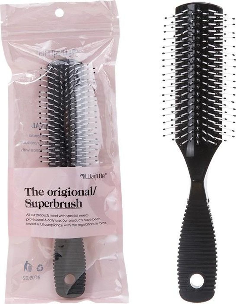 INF Massage Styling Vent Bürste - Schwarzer Haarkamm für Kopfhautmassage