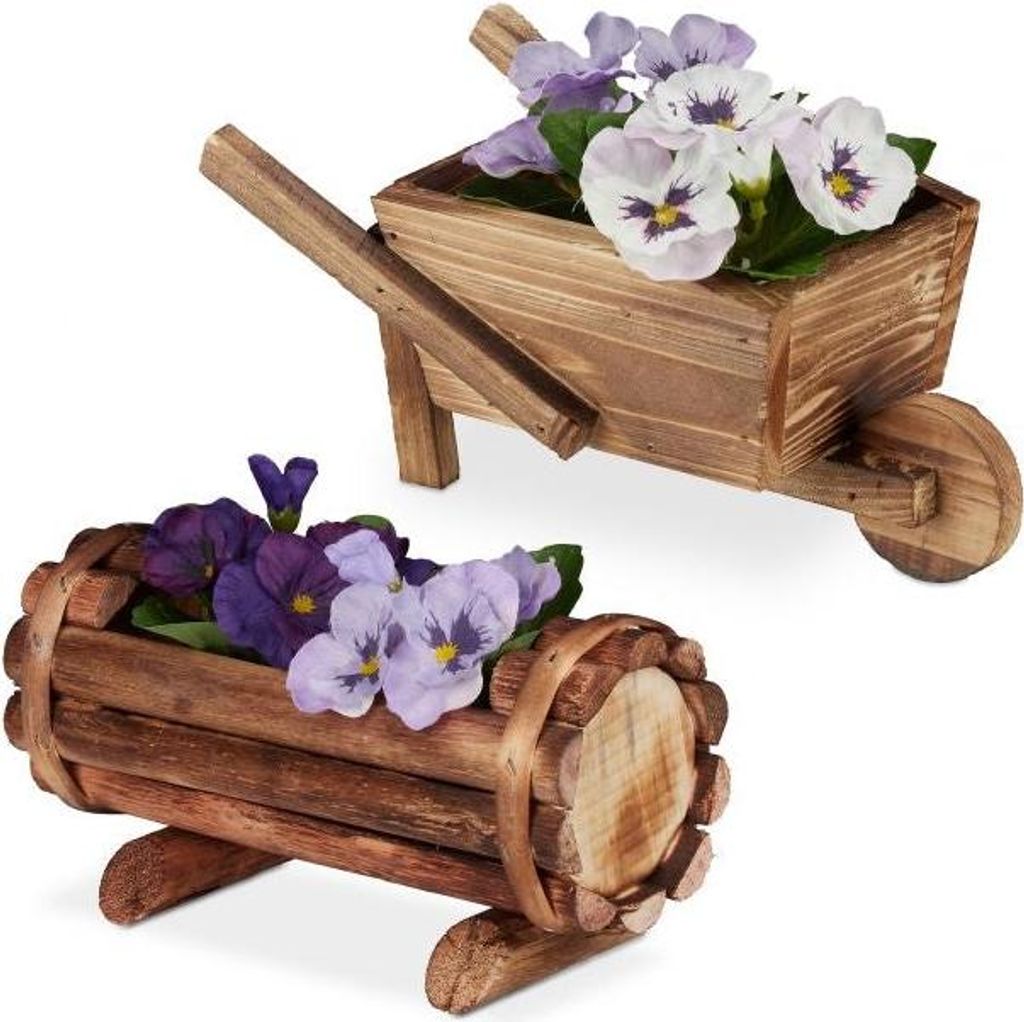 2x Dekorative Pflanzgefäße aus Holz