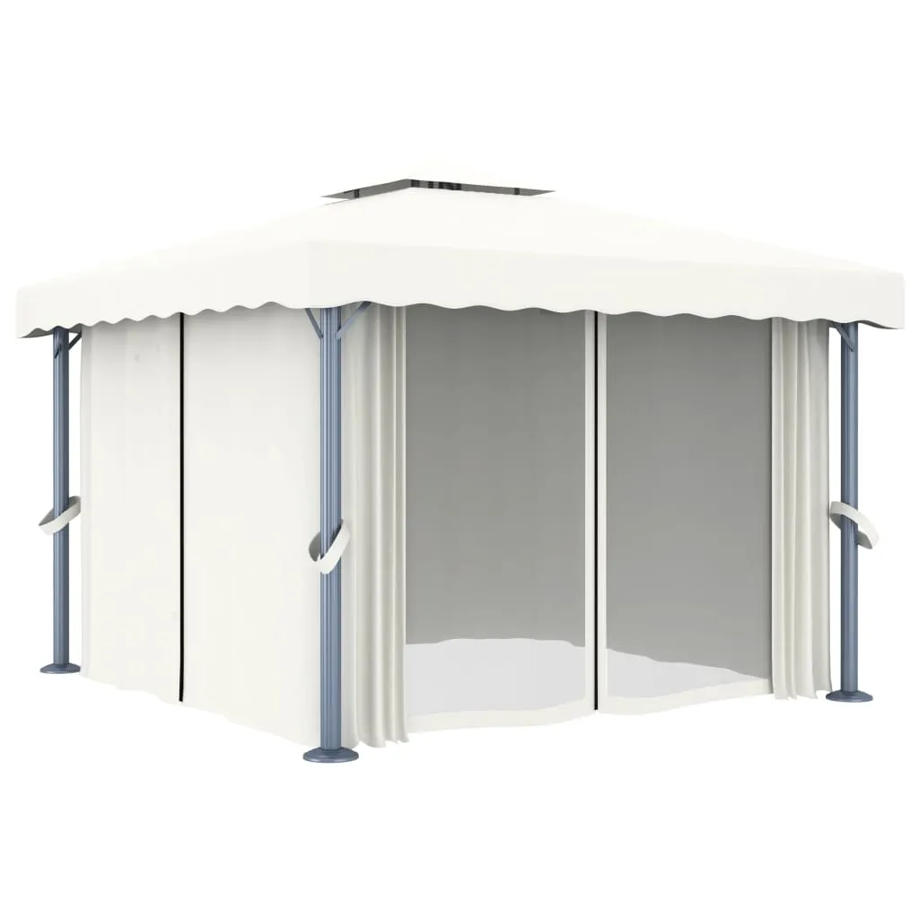 Pavillon de jardin 3x3 m idéal pour repas ombragés en blanc crème