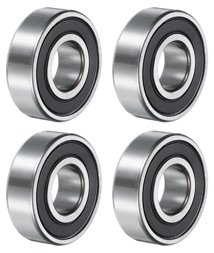 6202-2RS Rillenkugellager, 4 Stš¹ck 15mm I.D x 35mm O.D x 11mm dick C3 Doppelgummiabdichtung Chromstahl (ABEC5, Schwarz)