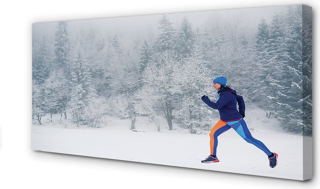 Leinwandbild 100x50 Wandkunst Wald Winter Schneemann