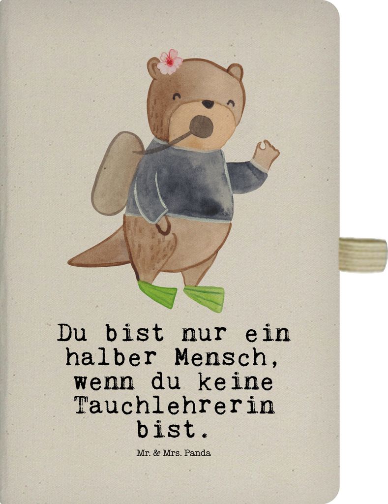 Mr. & Mrs. Panda Notizbuch A5 Tauchlehrerin Herz - Transparent - Geschenk, Tagebuch, Adressbuch, Kladde, Reisetagebuch, Journal