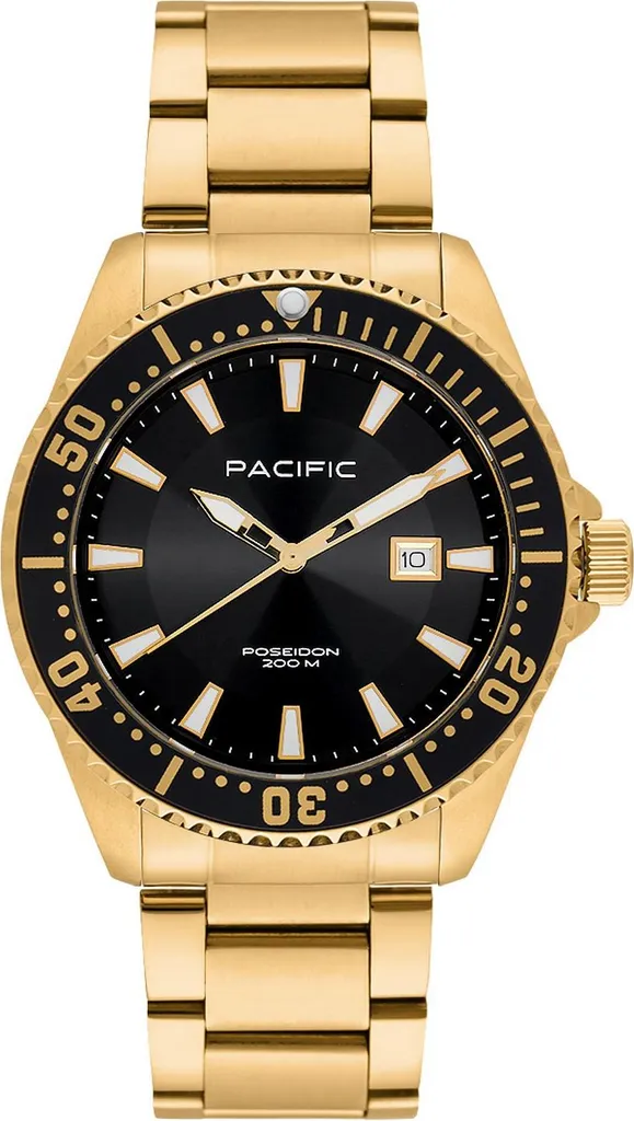 Montre homme Pacific dorée PC00968 anti-rayures pour le quotidien