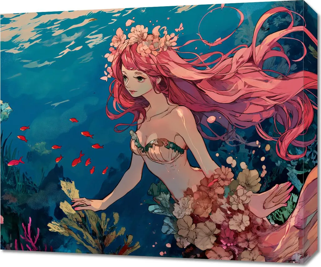 Toile Nymphe de l'océan 60x50 cm - Impression d'art aux couleurs vives