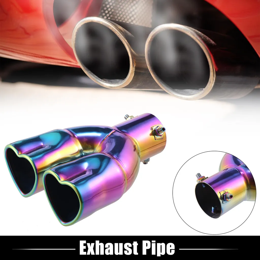 Sortie Pot Echappement Droit Cœur Inox 63mm, Effet Multicolore