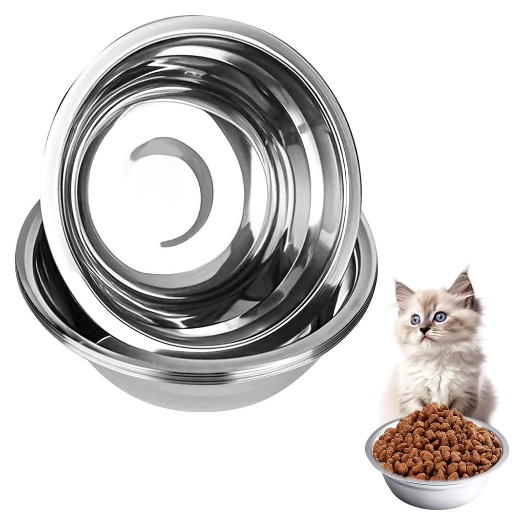 6 Stück Edelstahl Katzennapf 14 cm Rund, Antirutsch Katzennapf für Katzen