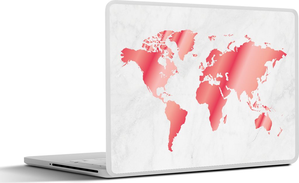 MuchoWow Laptop Aufkleber Sticker Cover Weltkarte - Rosa - Marmor 30x22 cm - Laptop-Sticker