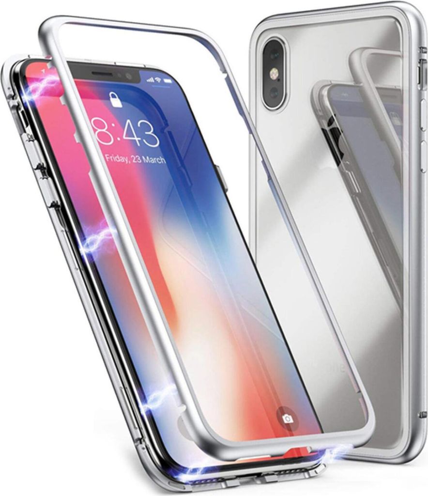 Apple iPhone XS Max Magnet Bumper Silber-Transparent