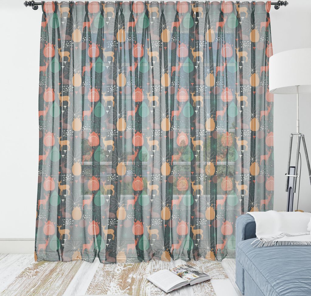 ABAKUHAUS Herbst Wandteppich, Wild Forest Saison Gazelle Deers Fall-Farben-Blätter-Muster, Wohnzimmer Schlafzimmer seidiges Satin Wandtuch, 274 cm...