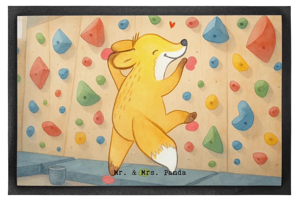Mr. & Mrs. Panda Fußabtreter Fuchs Bouldern Design 40 x 60 cm - Weiß - Geschenk, Schmutzmatte, Fussmatte, fußmatte, Klettern, Bodenvorleger, Kle...